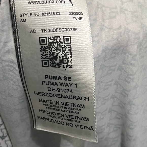 Puma Men's White Polo with Teal Collar Accents - Picture 11 of 12